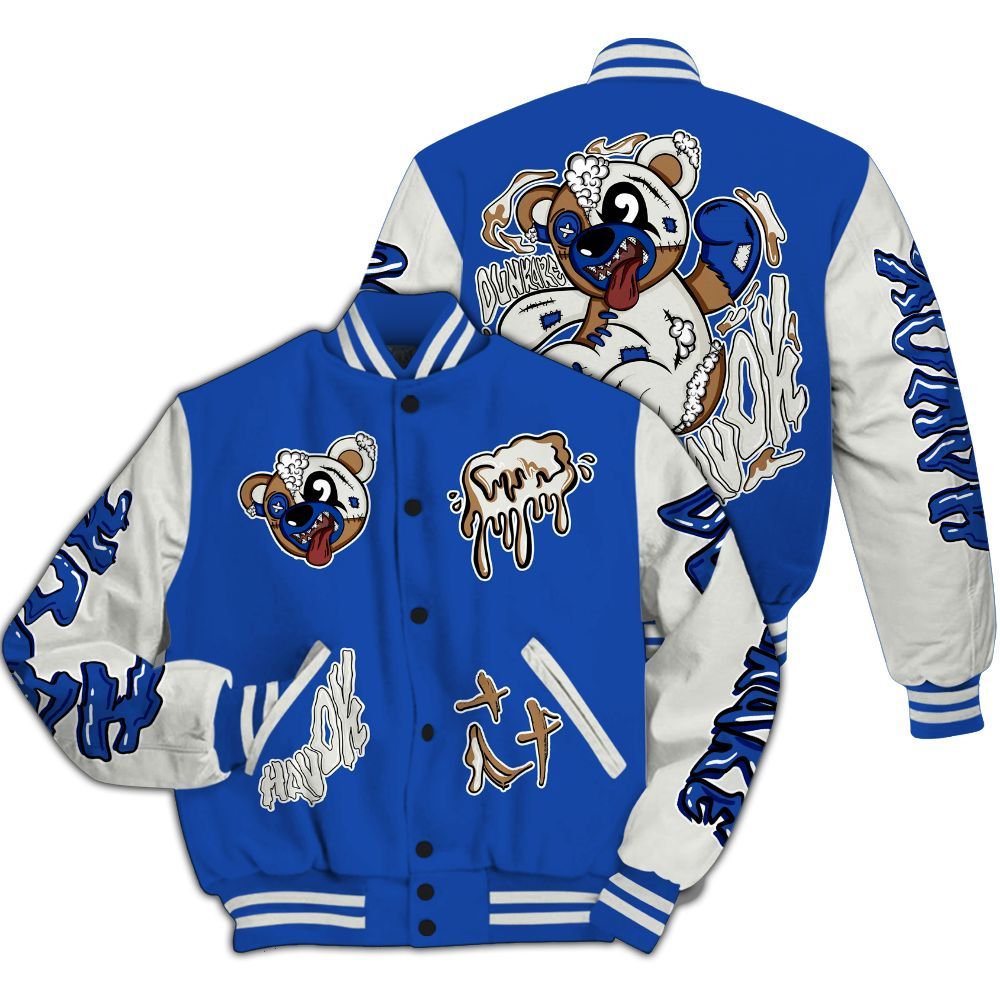 Varsity Jacket To Match Dunk High Racer Blue - Havok Bear All Over Print