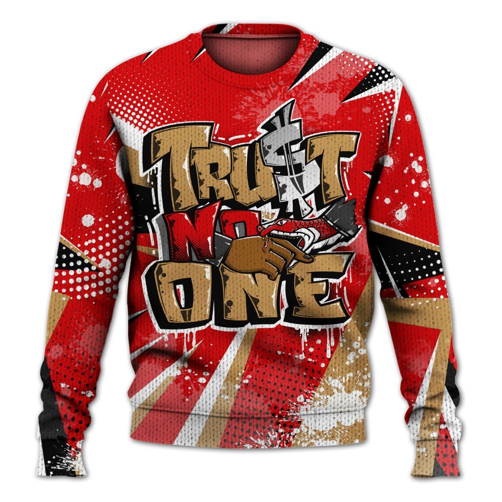 Knitted Sweater To Match Kobe 5 Red Year Of The Mamba - Poly Trust No One Dripping