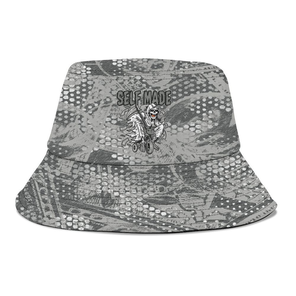 Bucket Hat To Match Retro Wet Cement 4s - Self Make Skeleton Banknotes Art Graphic