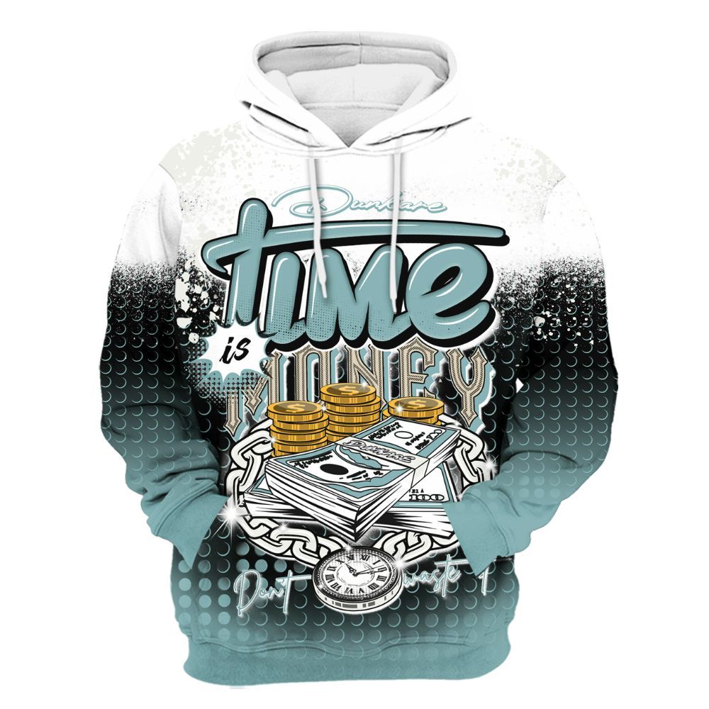 Hoodie To Match Dunk Low Glacier Blue Pale Ivory - Halftone Time Is Money All Over Print