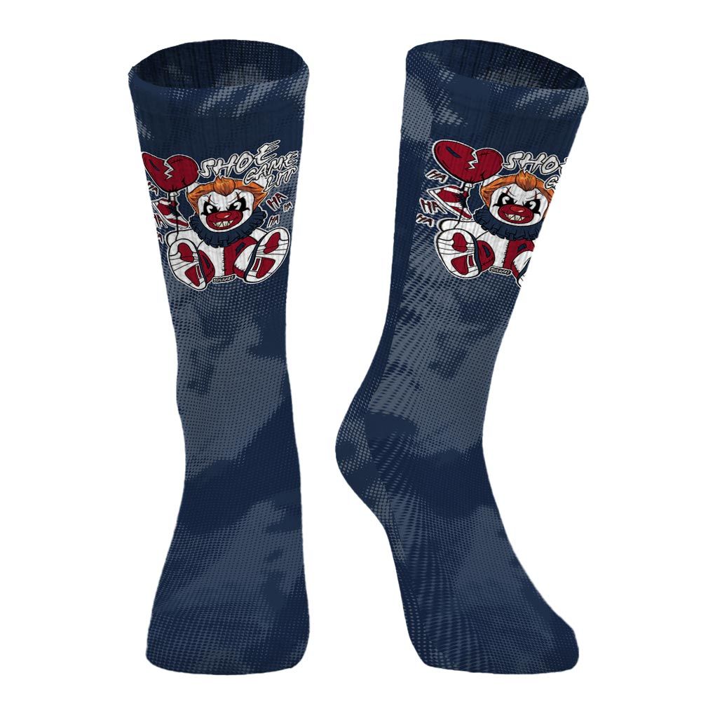 Sock To Match White Midnight Navy 6s - Shoe Game Bear Halloween Abstract Halftone