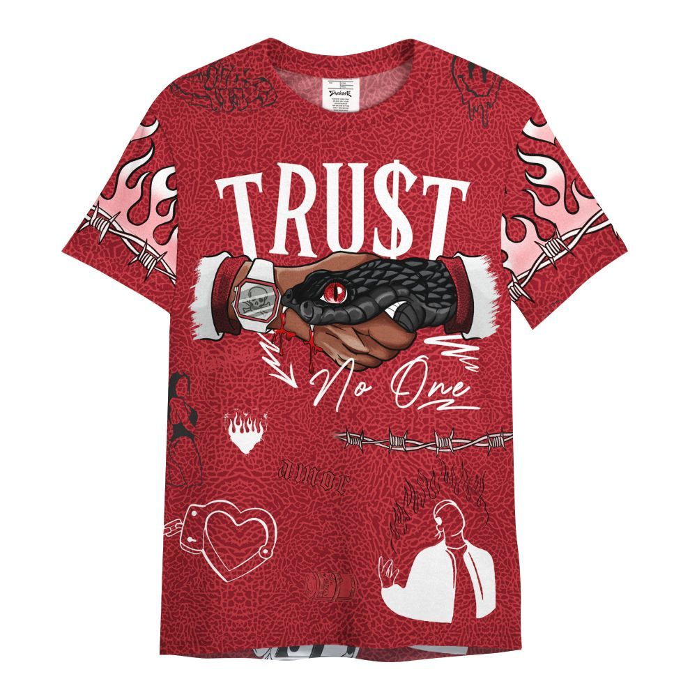 Shirt To Match High OG Varsity Red 1s - Snake Trust No One All Over Print