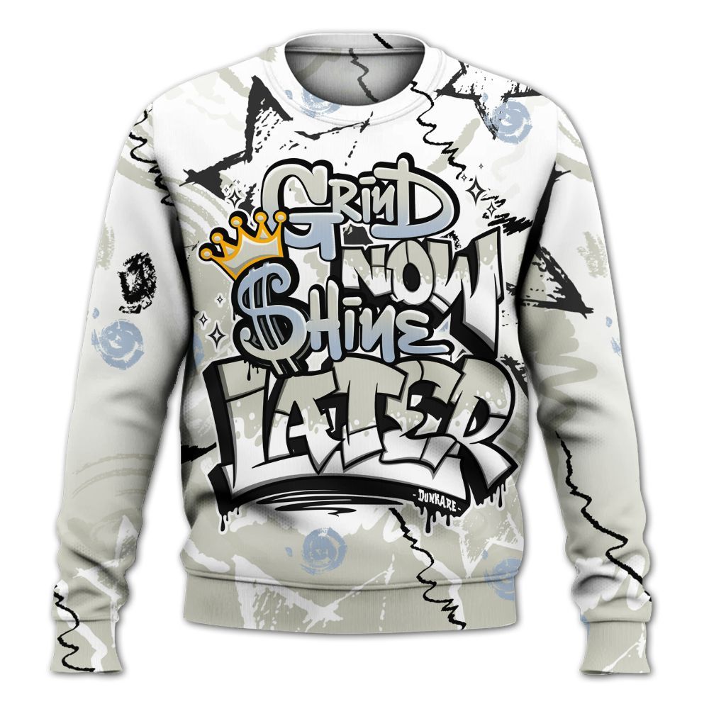 Sweatshirt To Match Low OG Wolf Grey 1s - Grind Shine Later Drip All Over Print