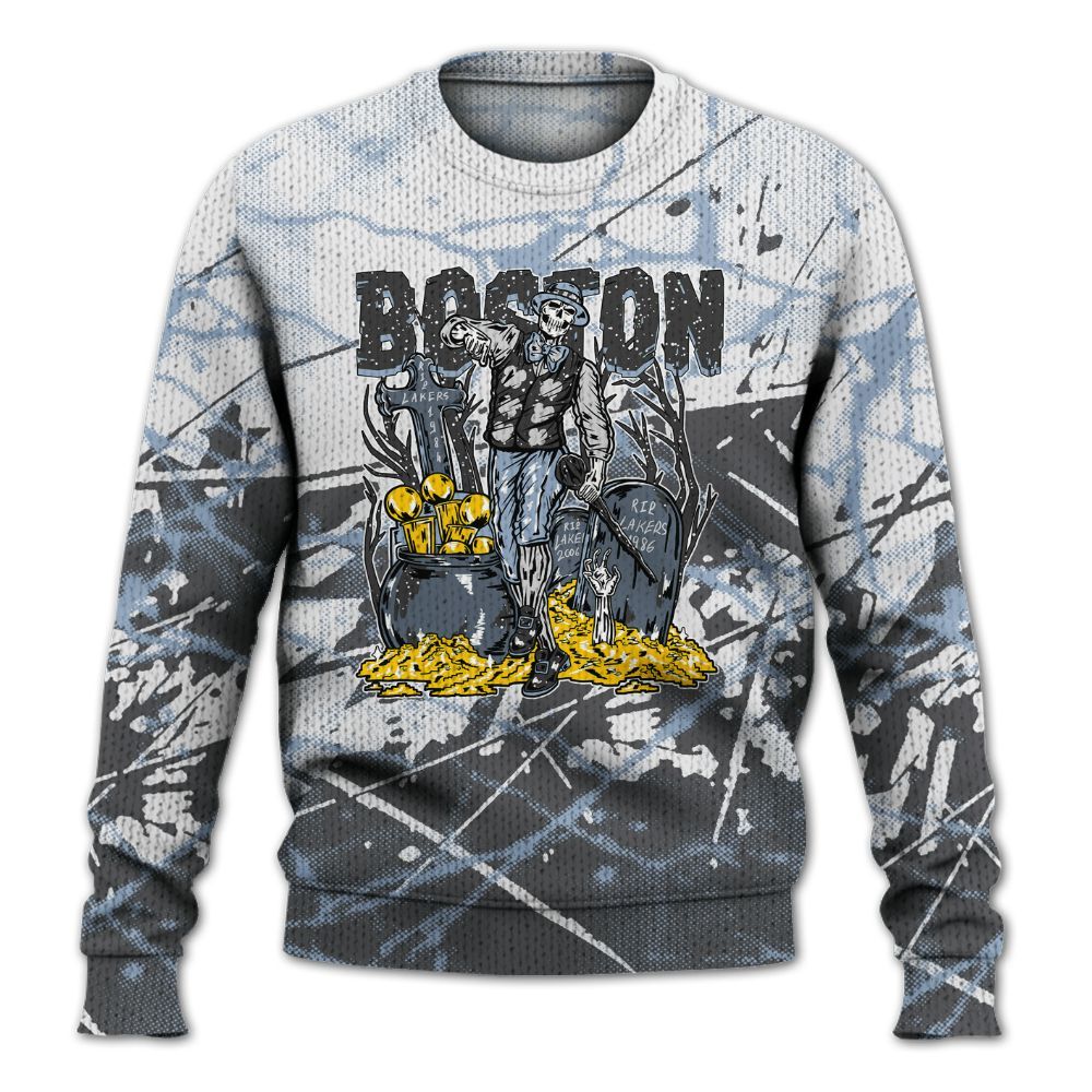 Knitted Sweater To Match Reverse Black White 6s - Goldrush Skeleton Profound