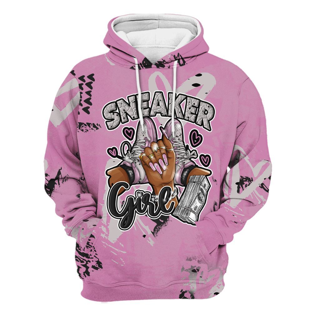 Hoodie To Match Neutral Grey Black White Orchid 4s - Sneakerz Girlz Heart Grunge All Over Print
