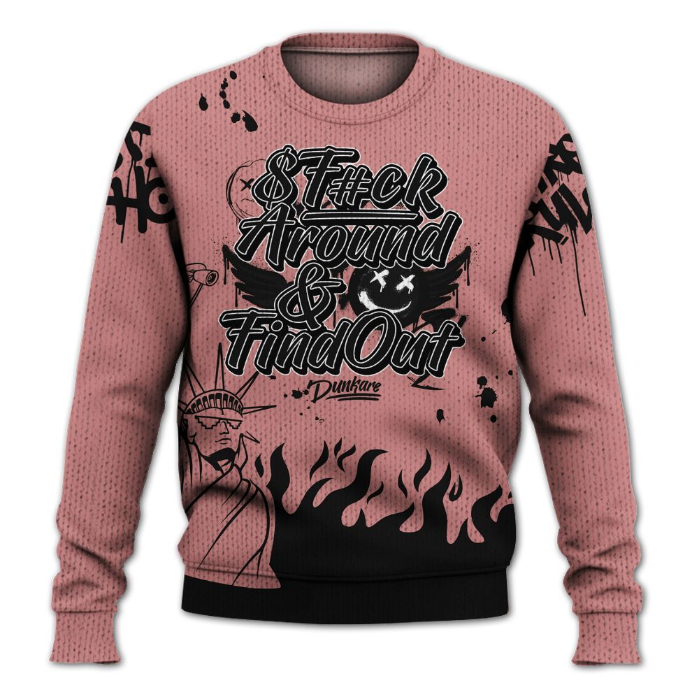 Knitted Sweater To Match Low OG Rust Pink 1s - Graphic Fck Around Find Out