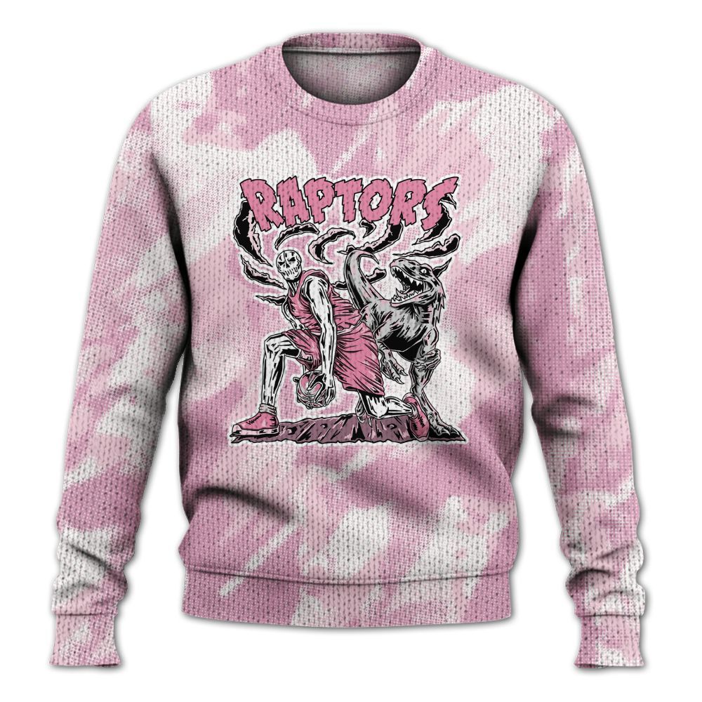 Knitted Sweater To Match Orchid 4s - Raptors Skeleton Abstract Halftone