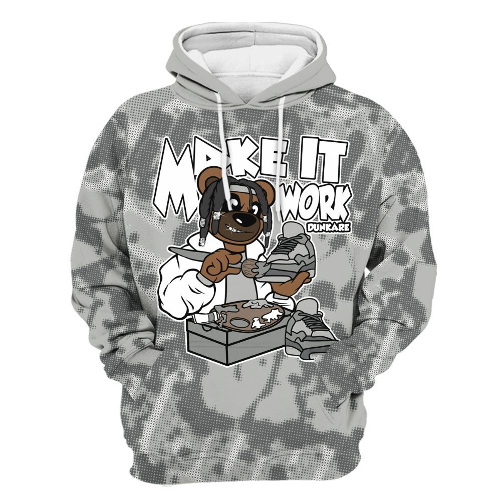 Hoodie To Match Paris Cement Grey 4s - Pull It Off Bear Street All Over Print