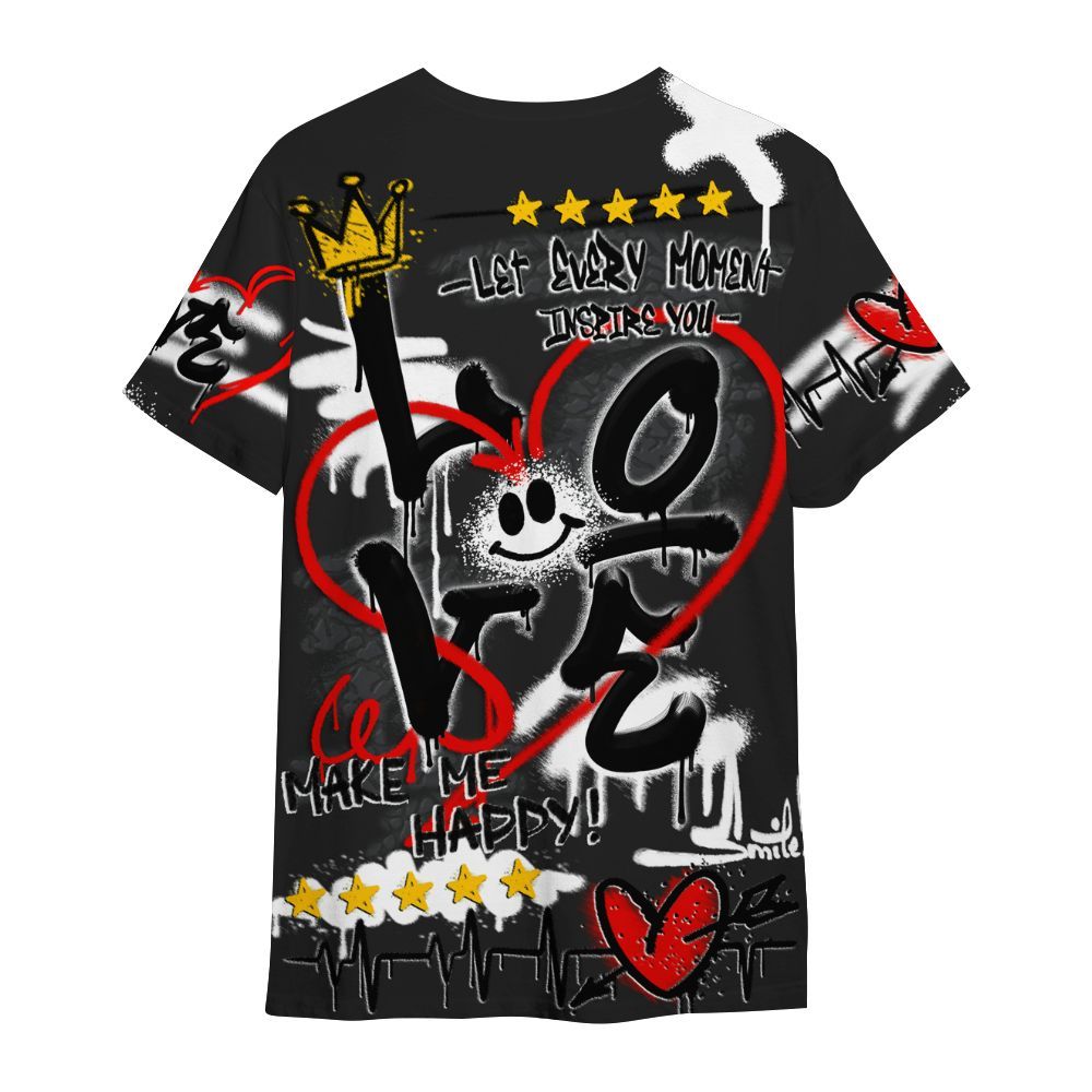Shirt To Match Black Cat 3s - Happy Love Beats Graffiti Streetwear All Over Print
