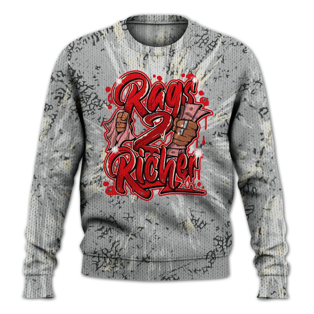 Knitted Sweater To Match Cement Grey 3s - Rag 2 Rich Graphic Luxury