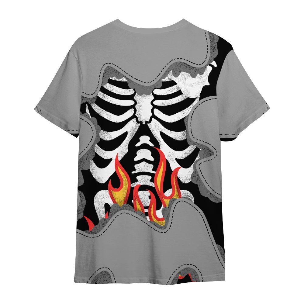 Shirt To Match Black Wolf Grey 12s - Skeleton Burning Heart Drip All Over Print