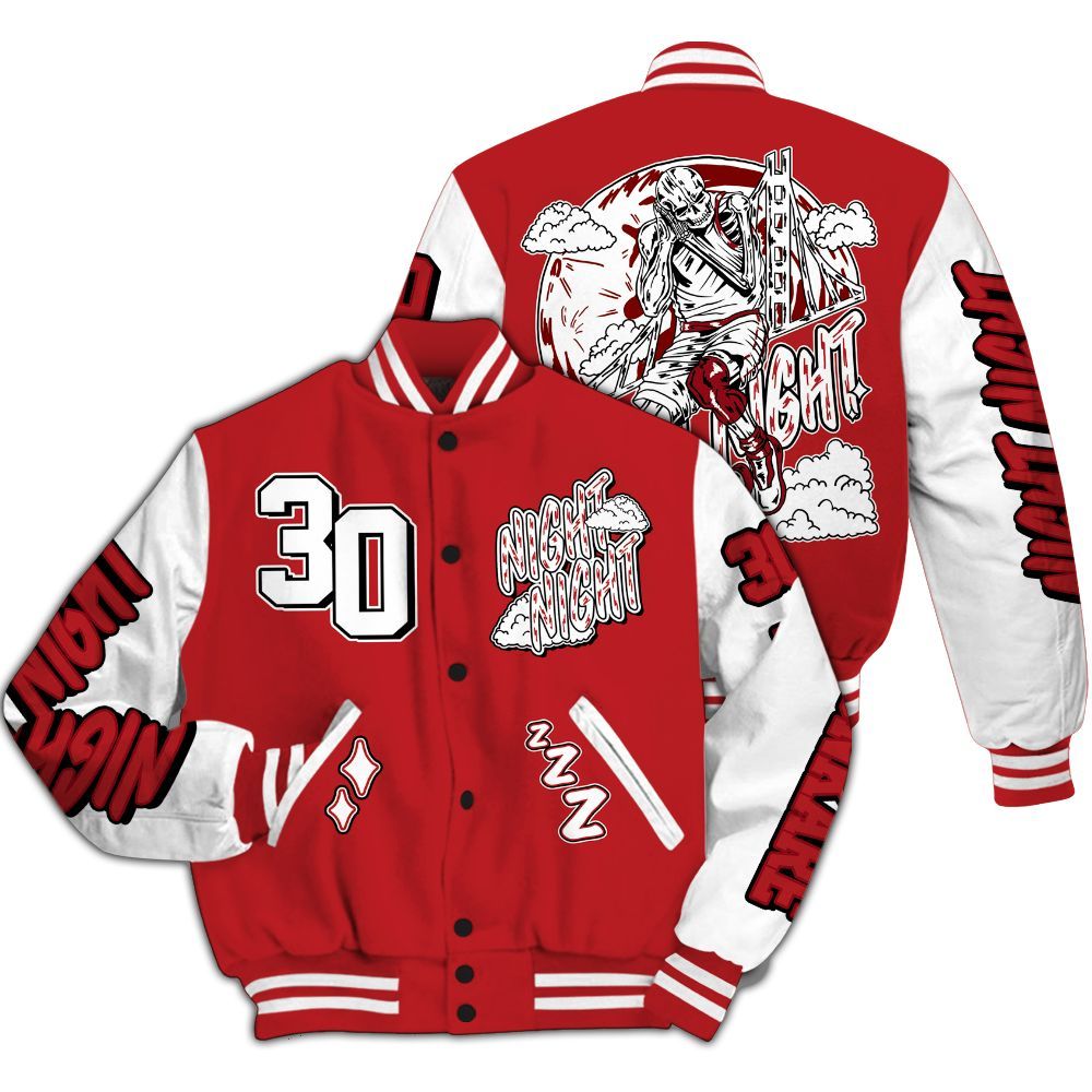 Varsity Jacket To Match Retro Cherry 12s - Seeya Skeleton All Over Print
