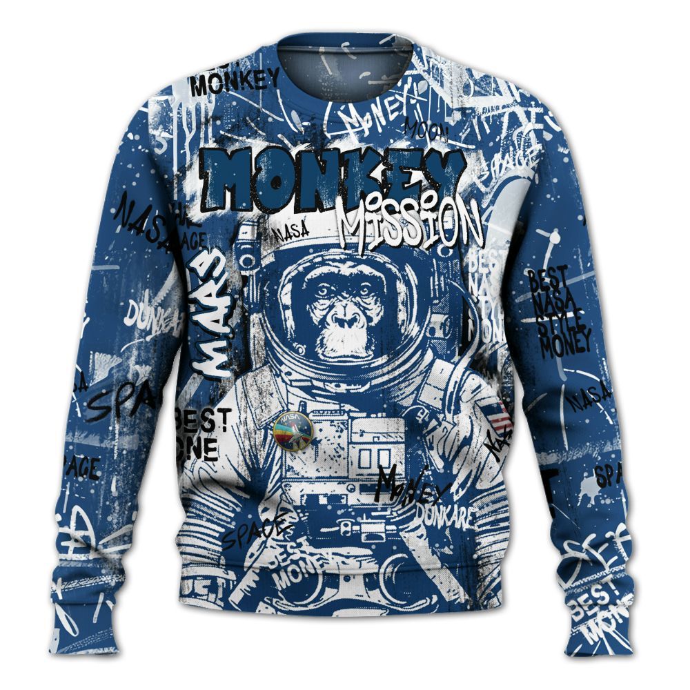 Sweatshirt To Match High OG Midnight Navy 1s - Monkey Misson Space All Over Print