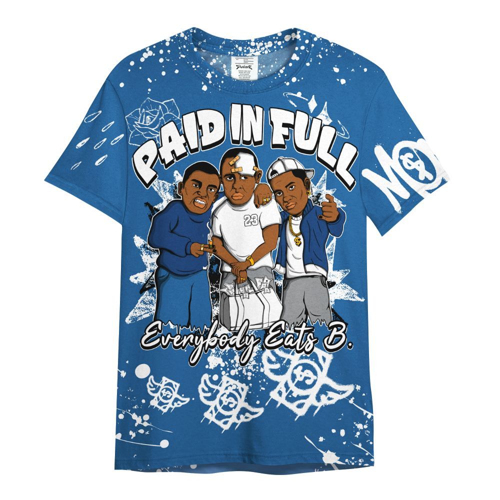 Shirt To Match French Blue 13s - Everybody Paid In Full Crayon All Over Print