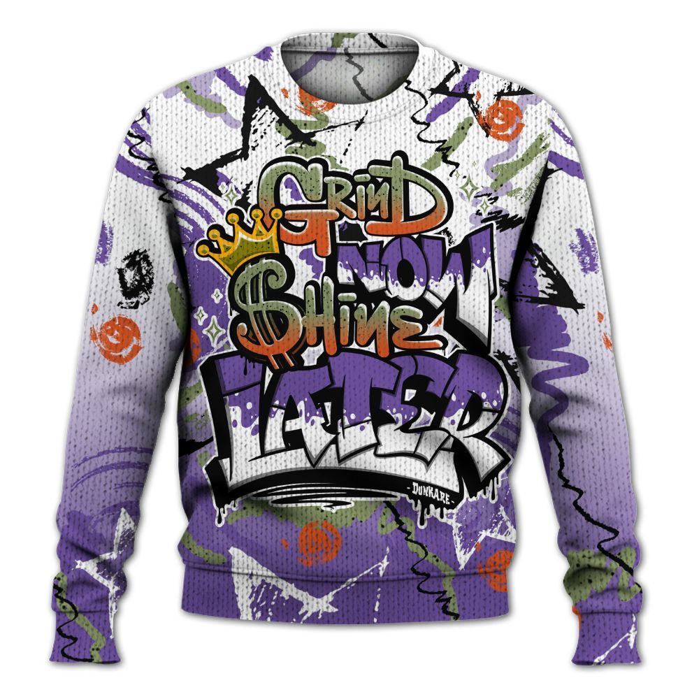 Knitted Sweater To Match Canyon Purple 4s - Grind Shine Later Drip