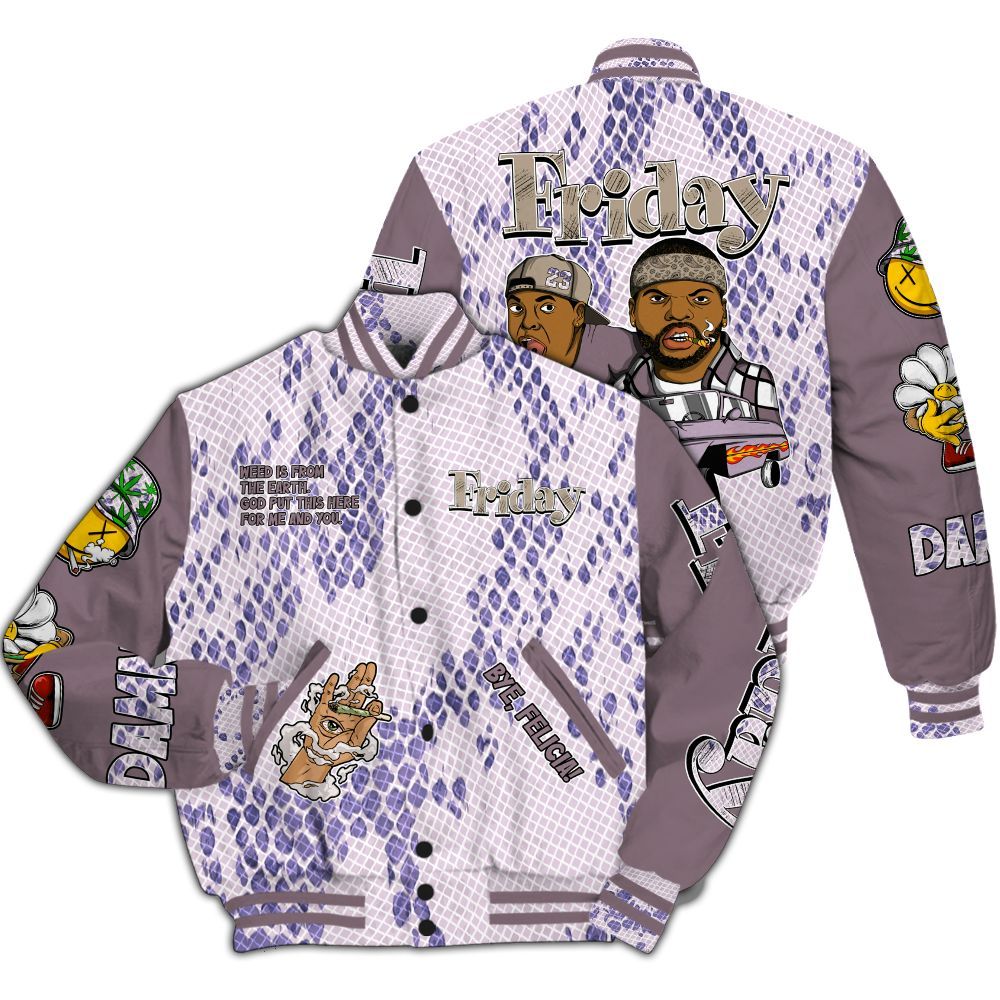 Varsity Jacket To Match Air Force 1 Low Purple Snake - Friday Sneaker Stress Style All Over Print