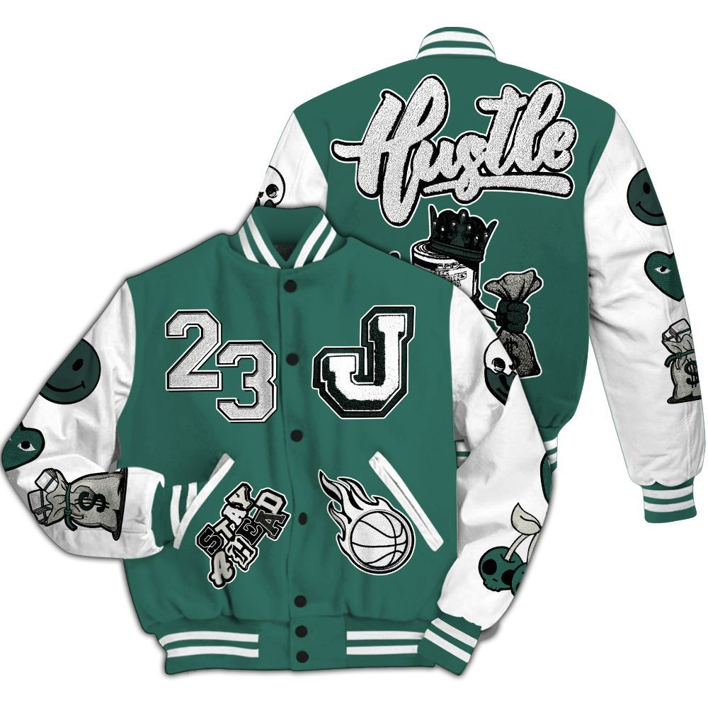 Varsity Jacket To Match RM Oxidized Green 4s - Hustles Money Number 23 All Over Print