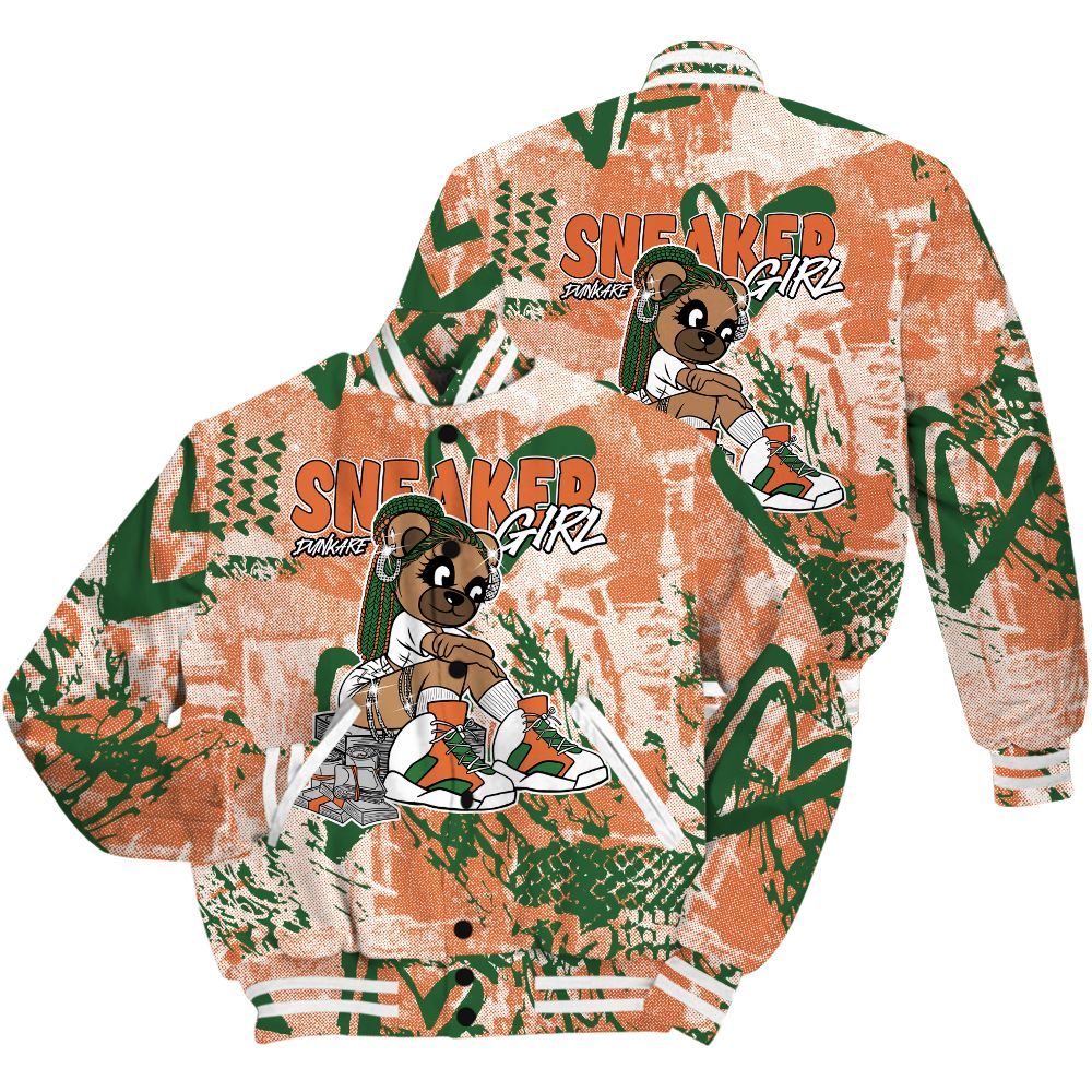 Varsity Jacket To Match Low Miami 5s Shirt - Sneaker Girl Bear Heart Grunge All Over Print