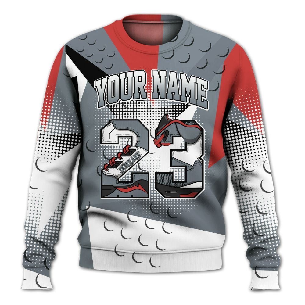 Sweatshirt To Match Wolf Grey 13s - Poly Custom Name Number 23 5s All Over Print
