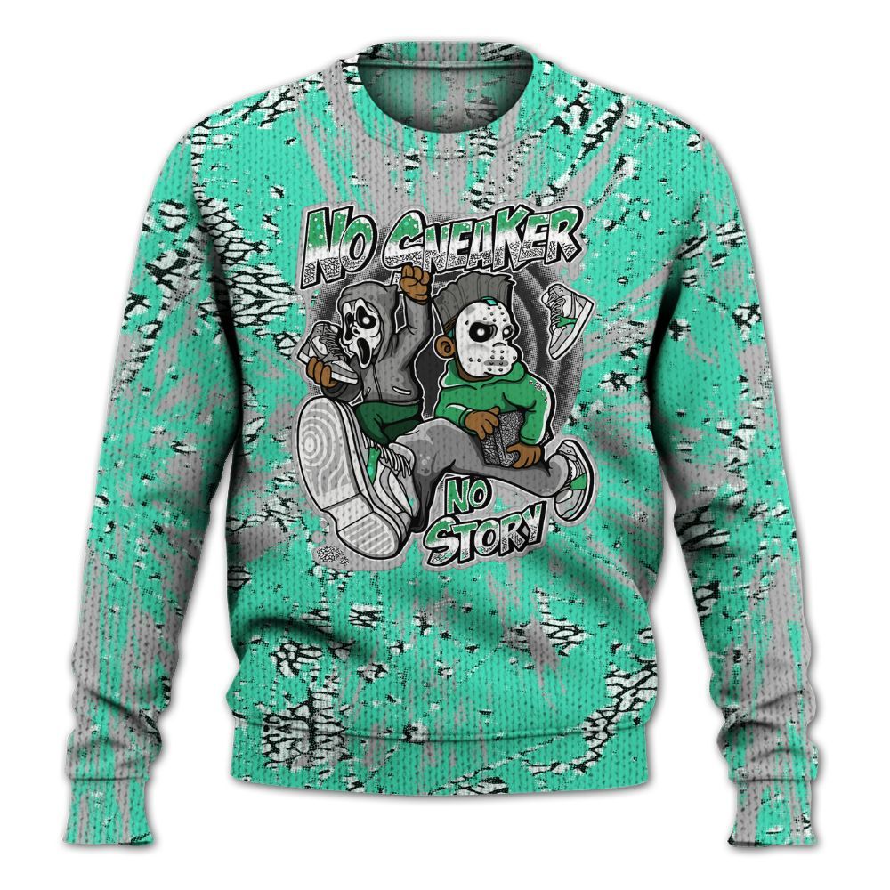 Knitted Sweater To Match Black Green Glow 3s - Sneakers Make Story Graphic Luxury