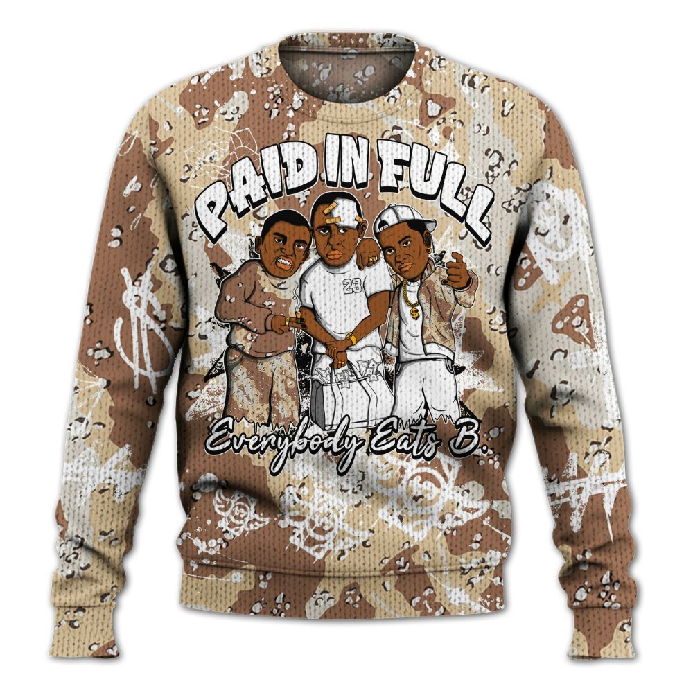 Knitted Sweater To Match Desert Camo 3s - Everybody Paid In Full Crayon