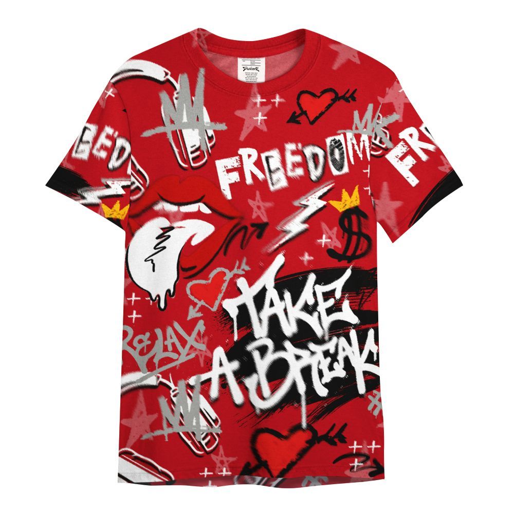 Shirt To Match Air Griffey Max Gray Reds 1s - Take Break Freedom Graffiti Streetwear All Over Print