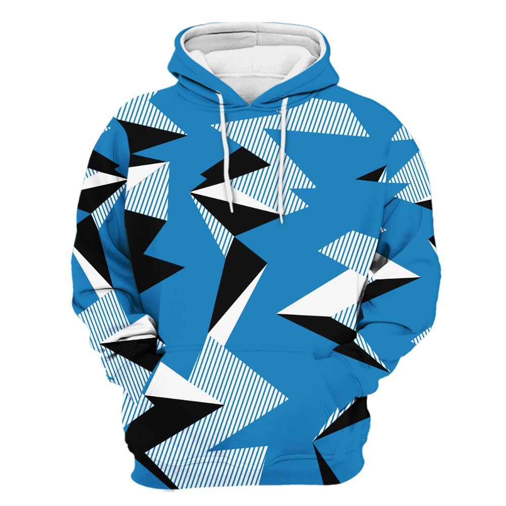 Hoodie To Match Retro University Blue 9s - Geometric Camouflage Pattern All Over Print