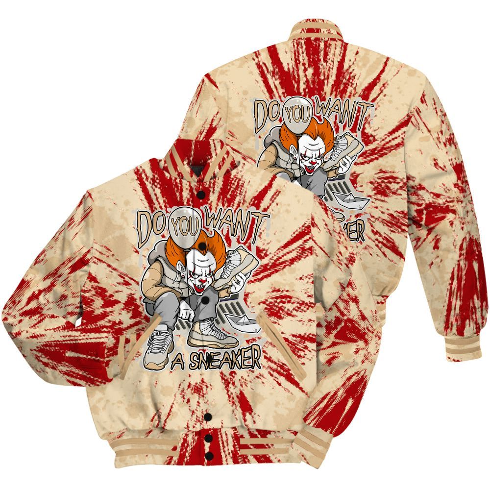 Varsity Jacket To Match Dunk Low Strawberry Waffle Shirt - Clown Scary Sneakers Graphic Halloween All Over Print