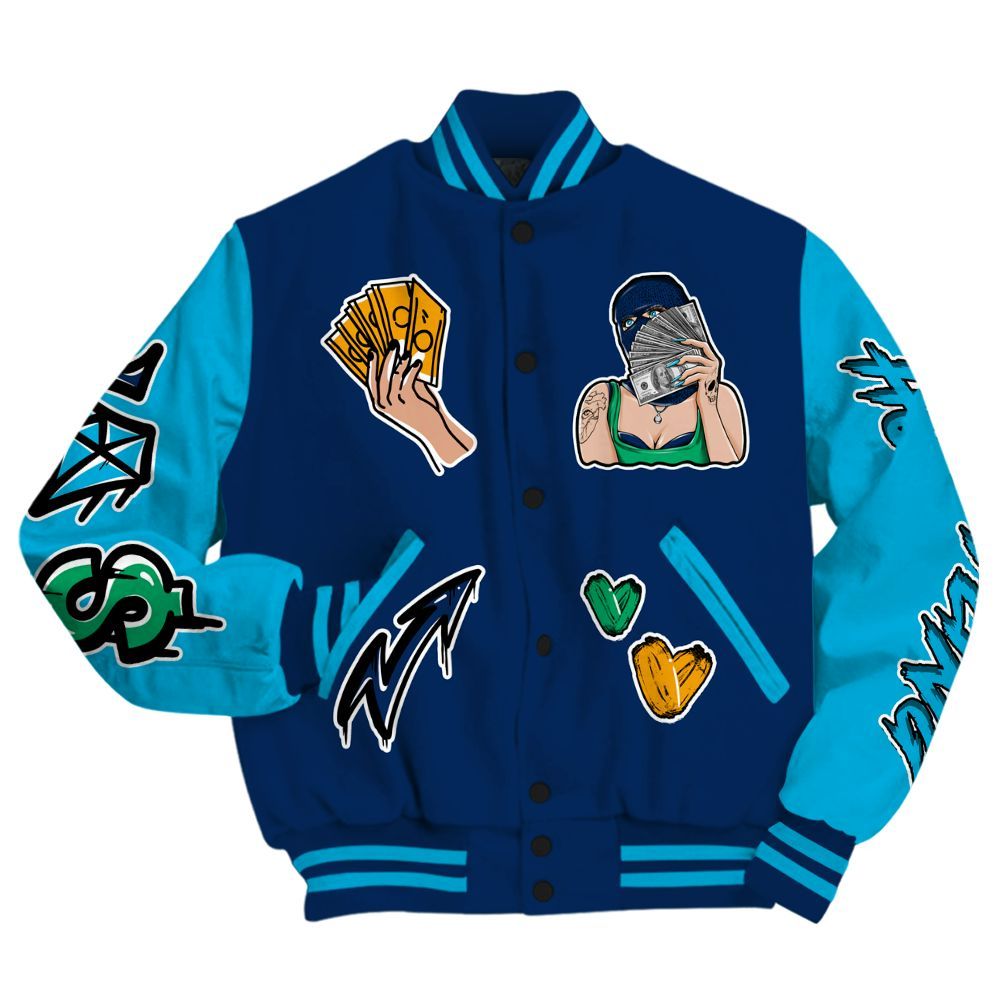 Varsity Jacket To Match Dunk Low GS Electric Algae - Hustling Unique All Over Print