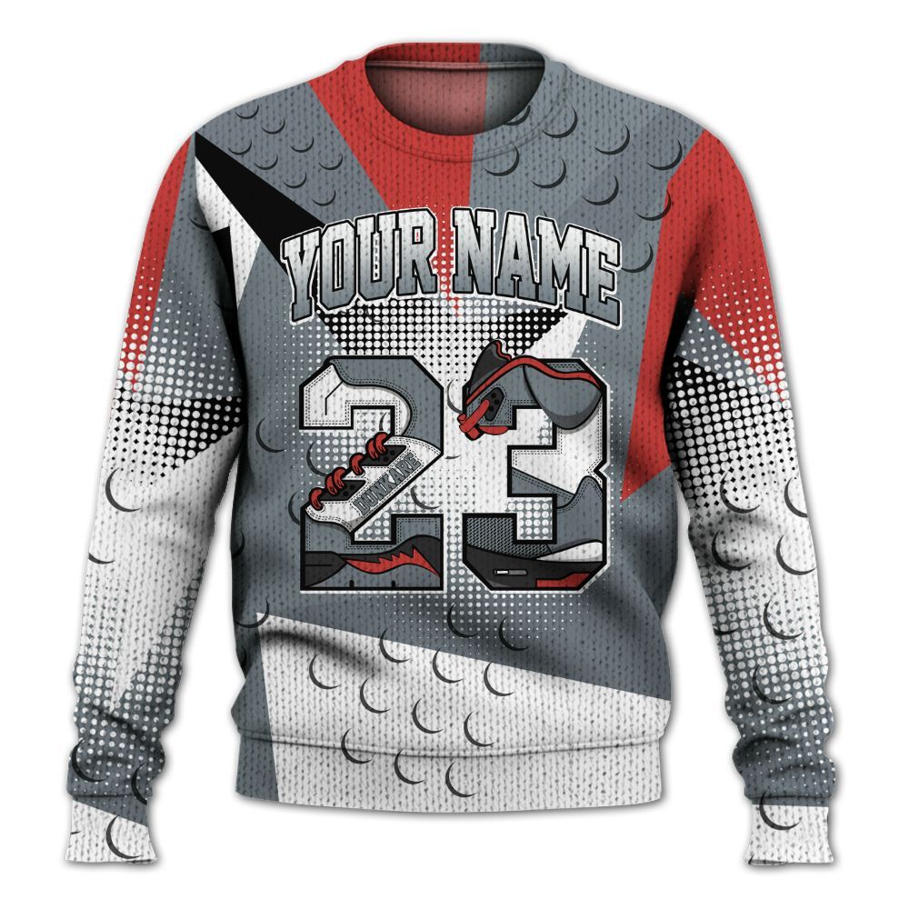 Knitted Sweater To Match Wolf Grey 13s - Poly Custom Name Number 23 5s