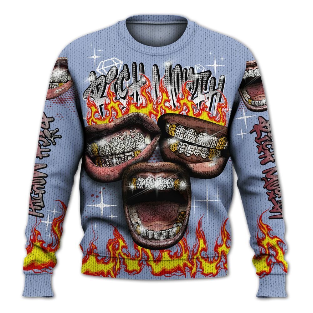 Knitted Sweater To Match Black Metallic 5s - Rich Mouth Fire Rap Retro 90s