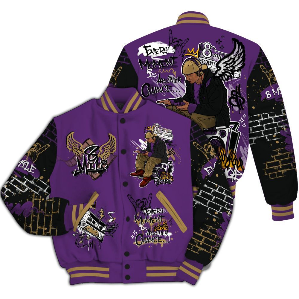Varsity Jacket To Match Air Diamond Turf Ravens - 8Mile Movie Graffiti All Over Print