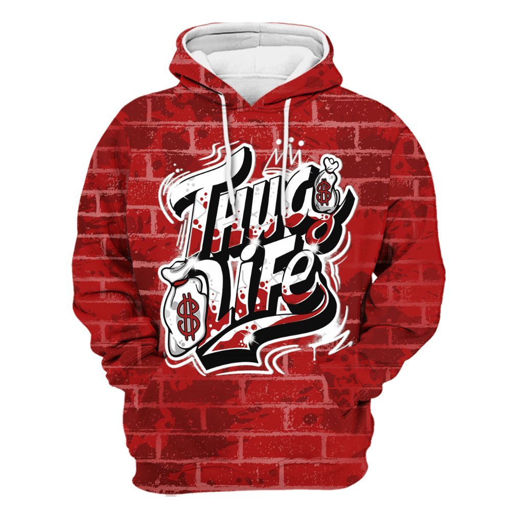 Hoodie To Match Red Taxi 12s - Free Thug Living Graphic Brick Art All Over Print