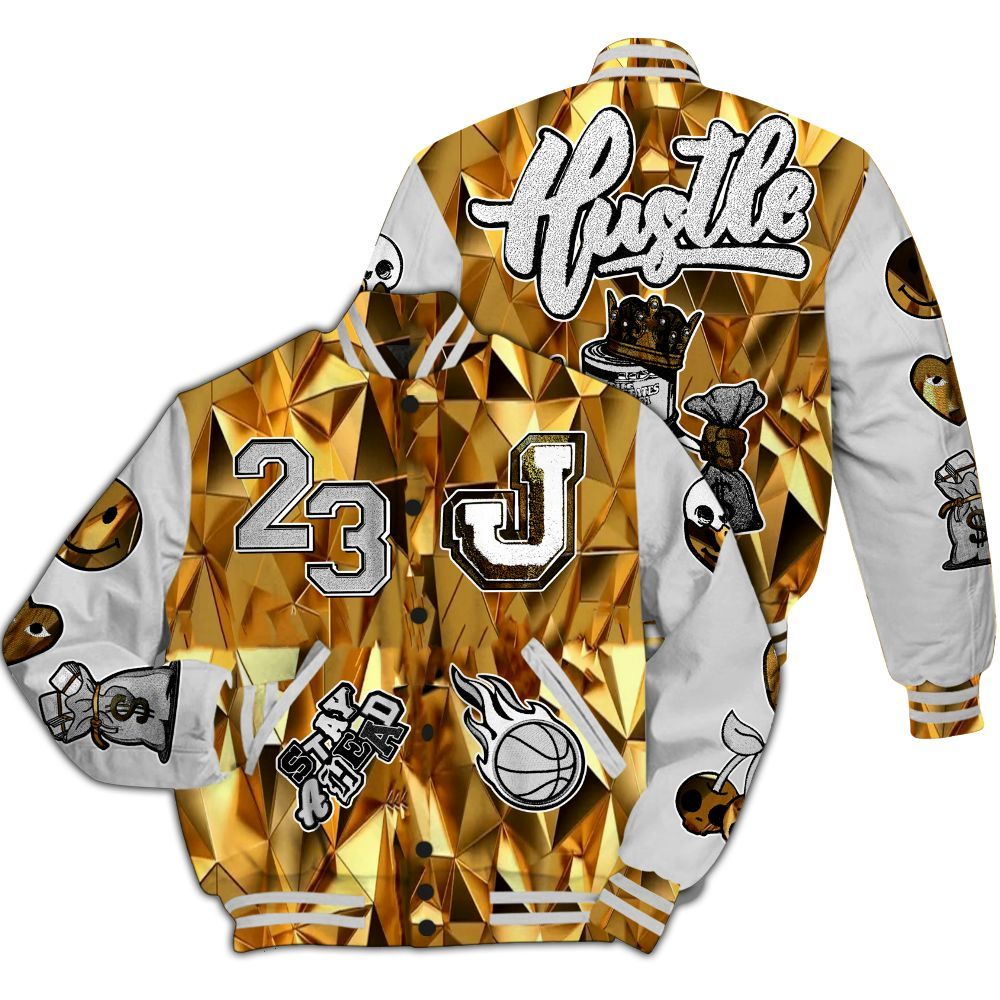 Varsity Jacket To Match NET Gold 4s - Hustles Money Number 23 All Over Print