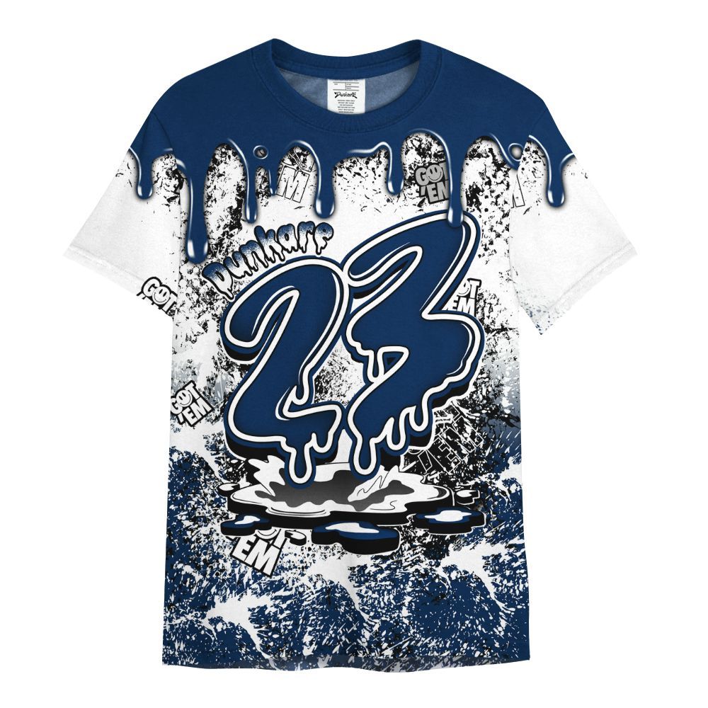 Shirt To Match Dunk Low White Midnight Navy - Dripping 23 Drip All Over Print