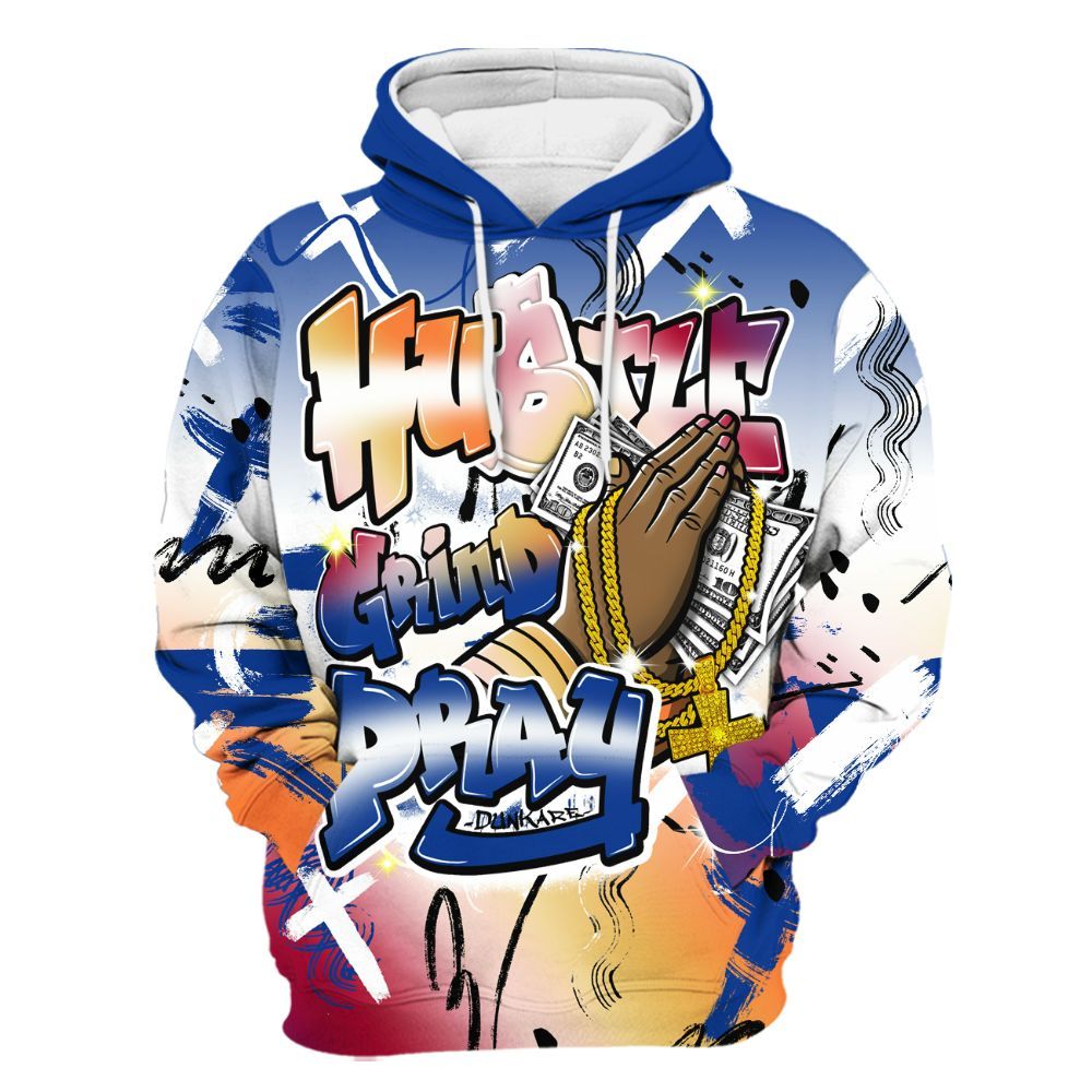 Hoodie To Match Air Griffey Max Los Angeles 1s - Money Hustle Grind Pray All Over Print