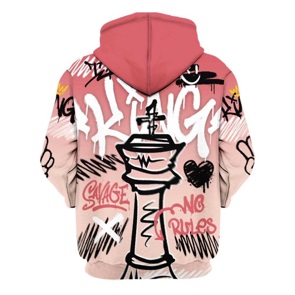 Hoodie To Match Washed Coral 2s Shirt, Street King Chess Streetwear All Over Print