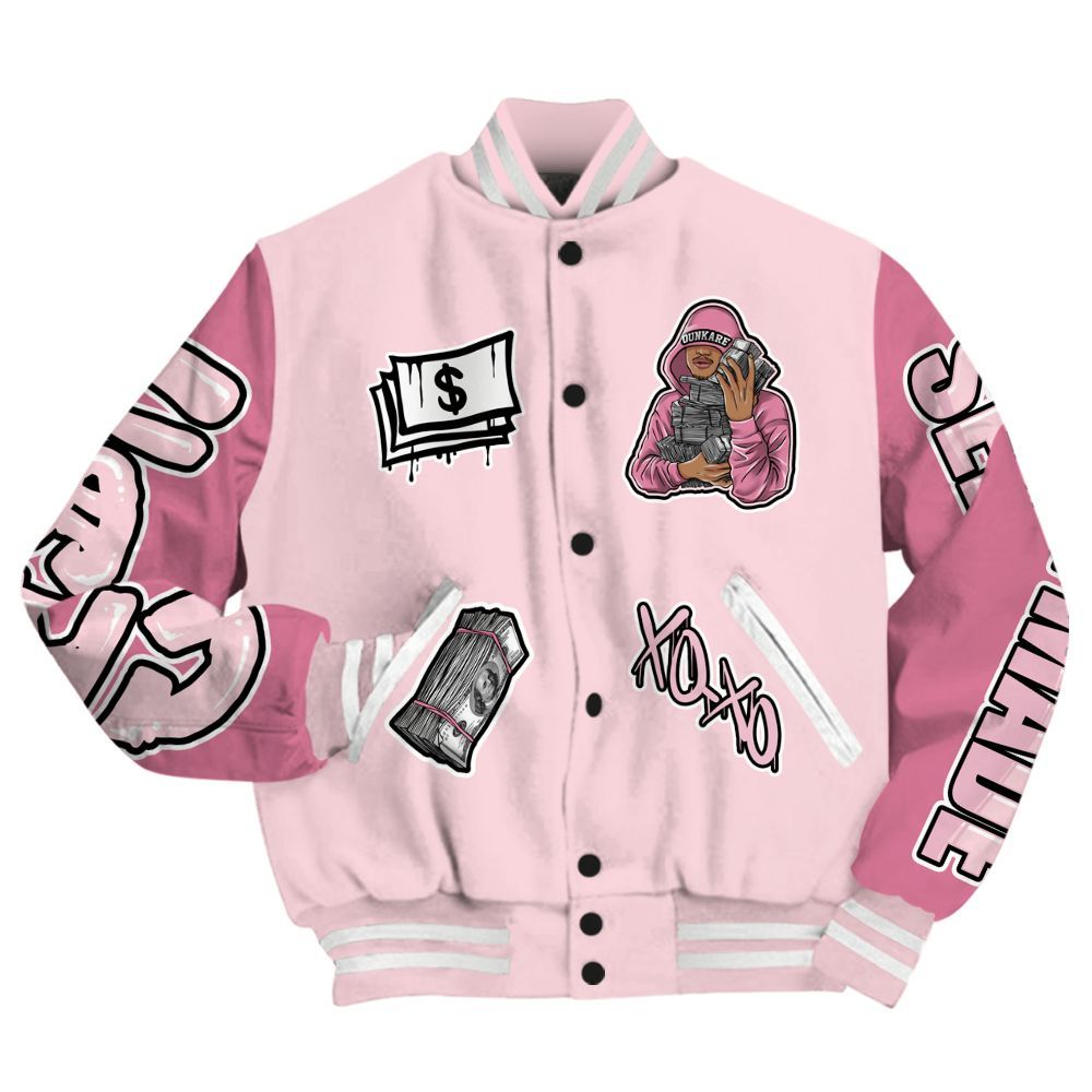 Varsity Jacket To Match GS Pearl Pink 12s - Selfmade Unique All Over Print
