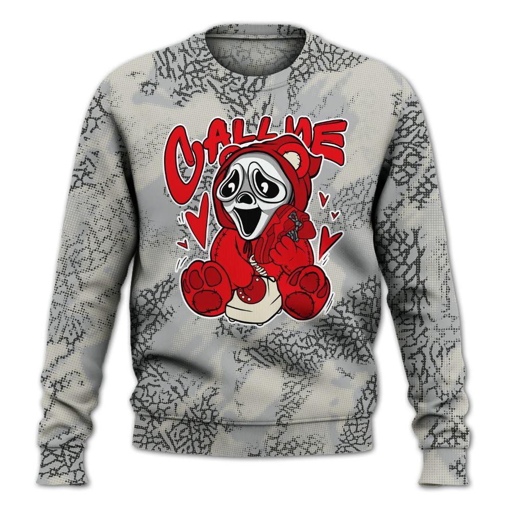 Sweatshirt To Match Cement Grey 3s - Call Me Bear Abstract Halftone All Over Print