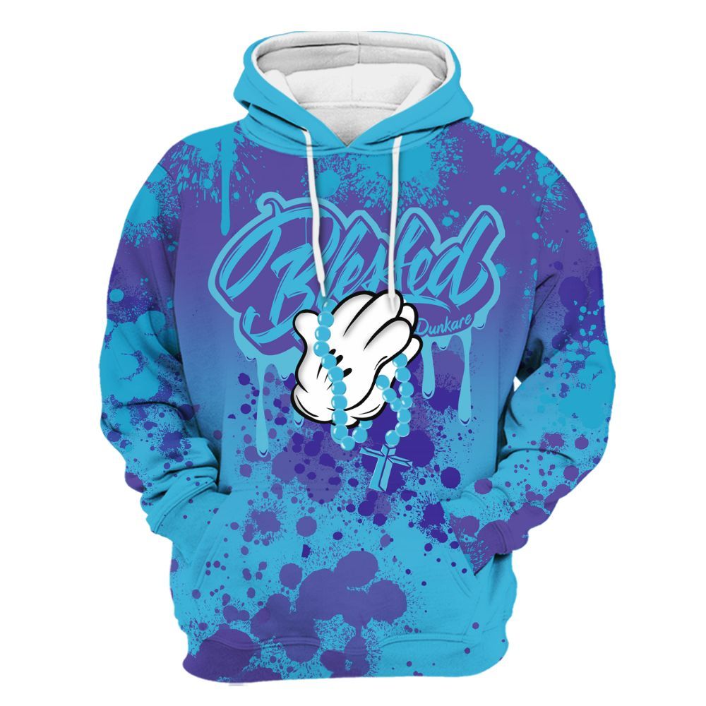 Hoodie To Match Retro Aqua 6s - God Blessed Ink Drip All Over Print