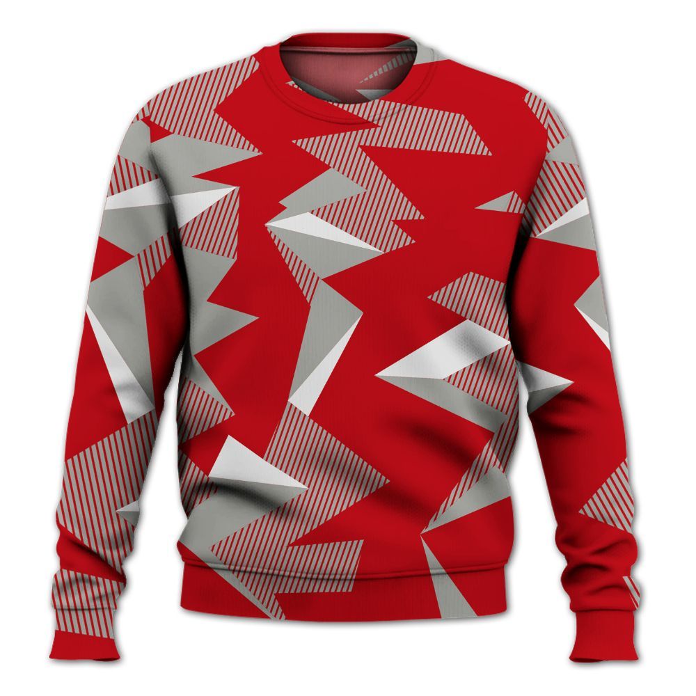 Sweatshirt To Match Air Griffey Max Gray Reds 1s - Geometric Camouflage Pattern All Over Print