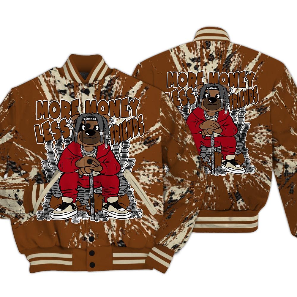 Varsity Jacket To Match Archaeo Brown 5s - More Moneys Bear Luxury Varsity Jacket Unisex