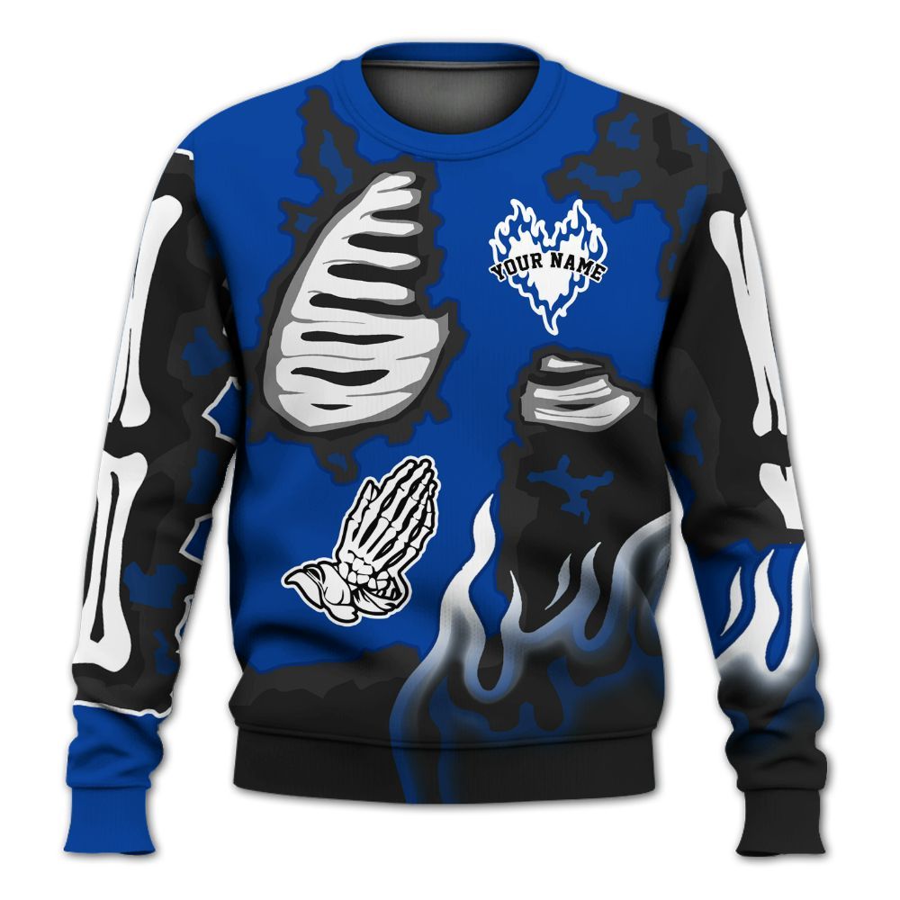 Sweatshirt To Match Hyper Royal 12s - Dislike Us Graphic Burning Custom Name All Over Print