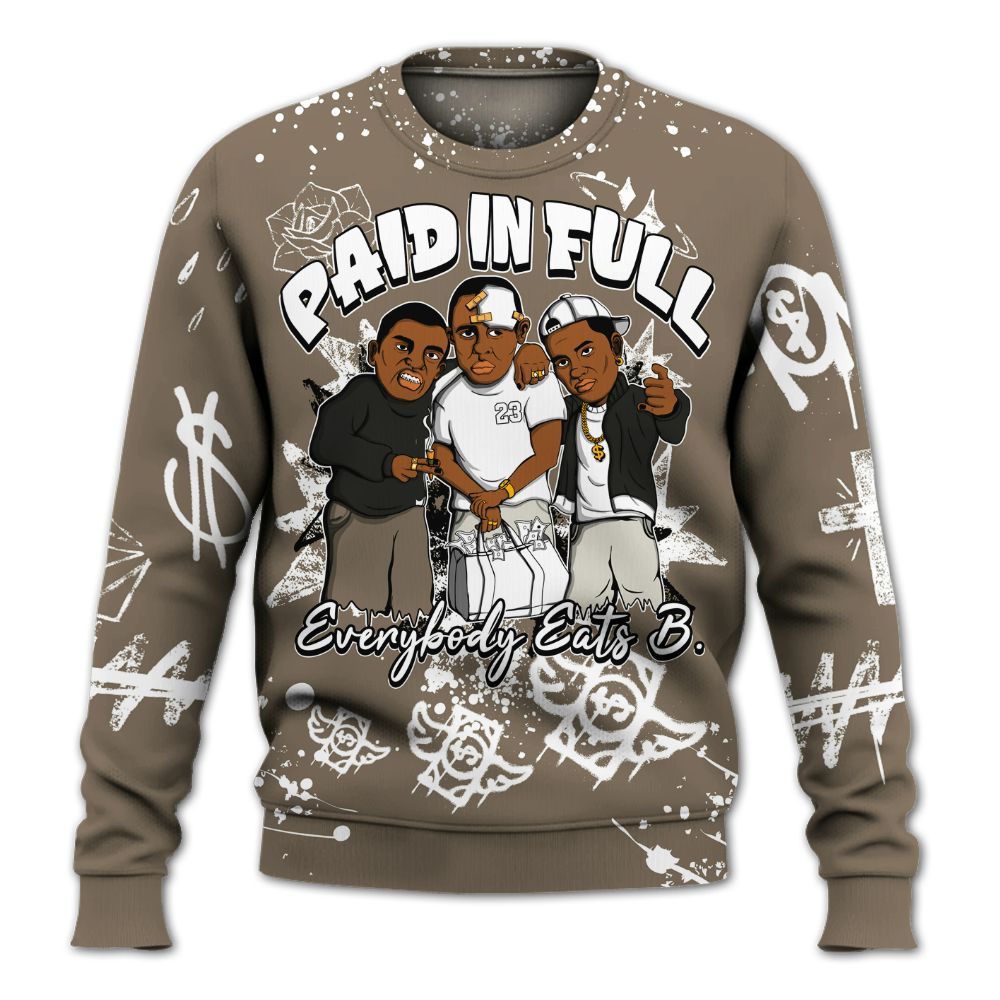 Sweatshirt To Match Low OG Dark Mocha 1s - Everybody Paid In Full Crayon All Over Print