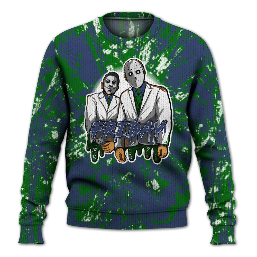 Knitted Sweater To Match Midnight Navy 13s - Friday Halloween Graphic Luxury