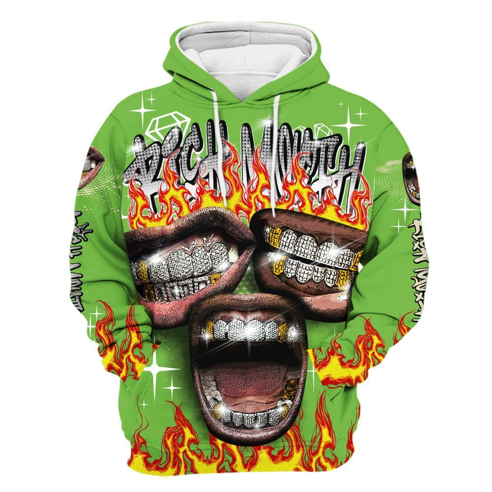 Hoodie To Match Air Max Waffle SP Action Green - Rich Mouth Fire Rap Retro 90s All Over Print