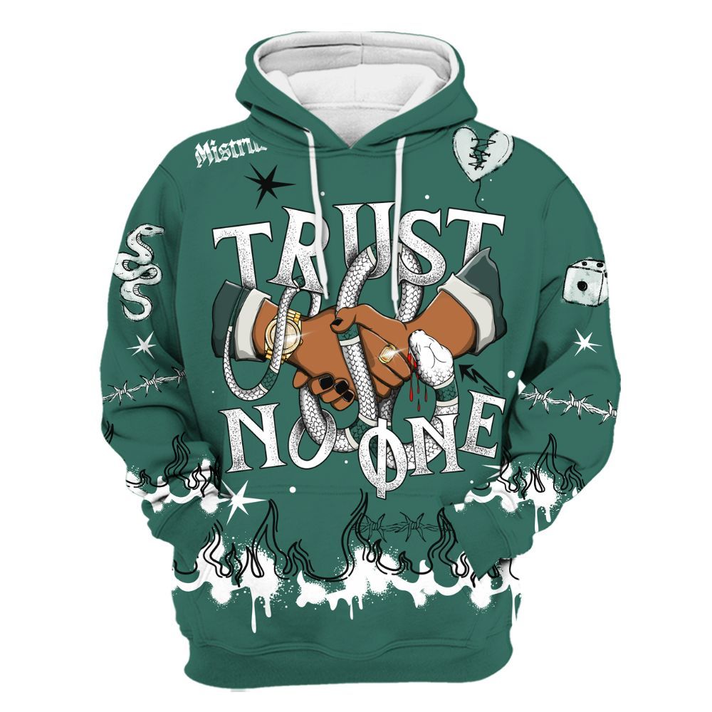 Hoodie To Match RM Oxidized Green 4s - Trust No One Snake-Bite Doodle Crayon All Over Print