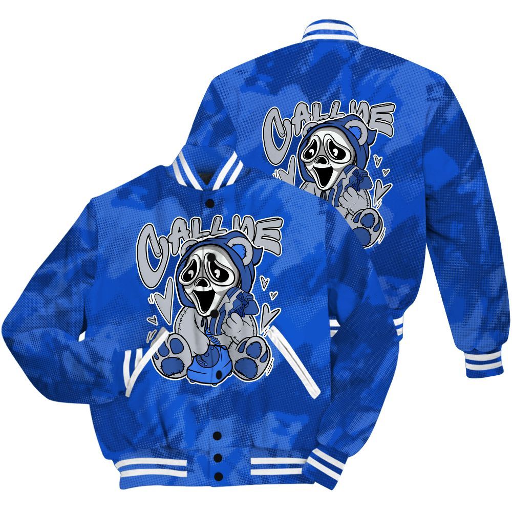Varsity Jacket To Match Air Foamposite One Royal Shirt - Call Me Bear Abstract Halftone All Over Print