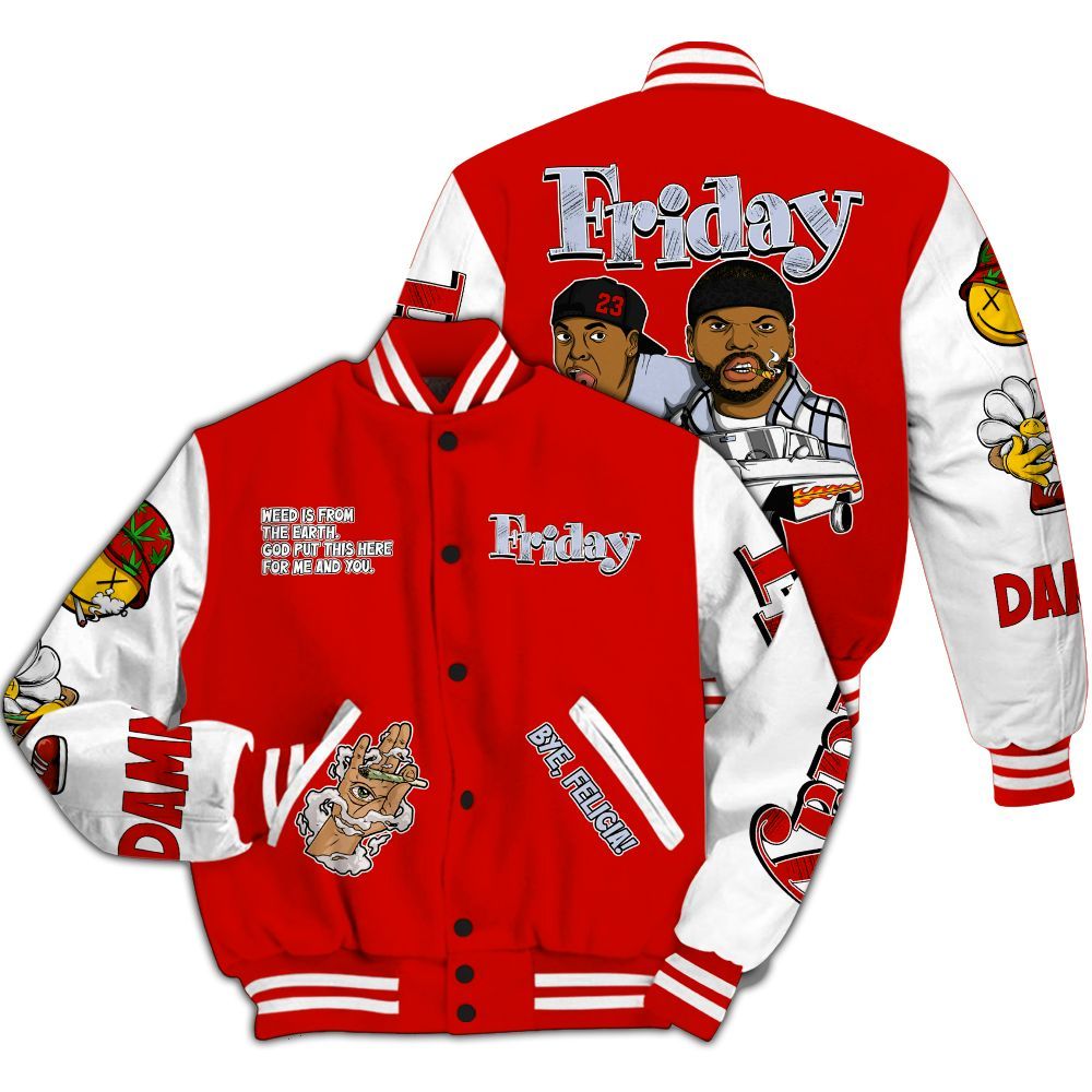 Varsity Jacket To Match Fire Red 6s - Friday Sneaker Stress Style All Over Print