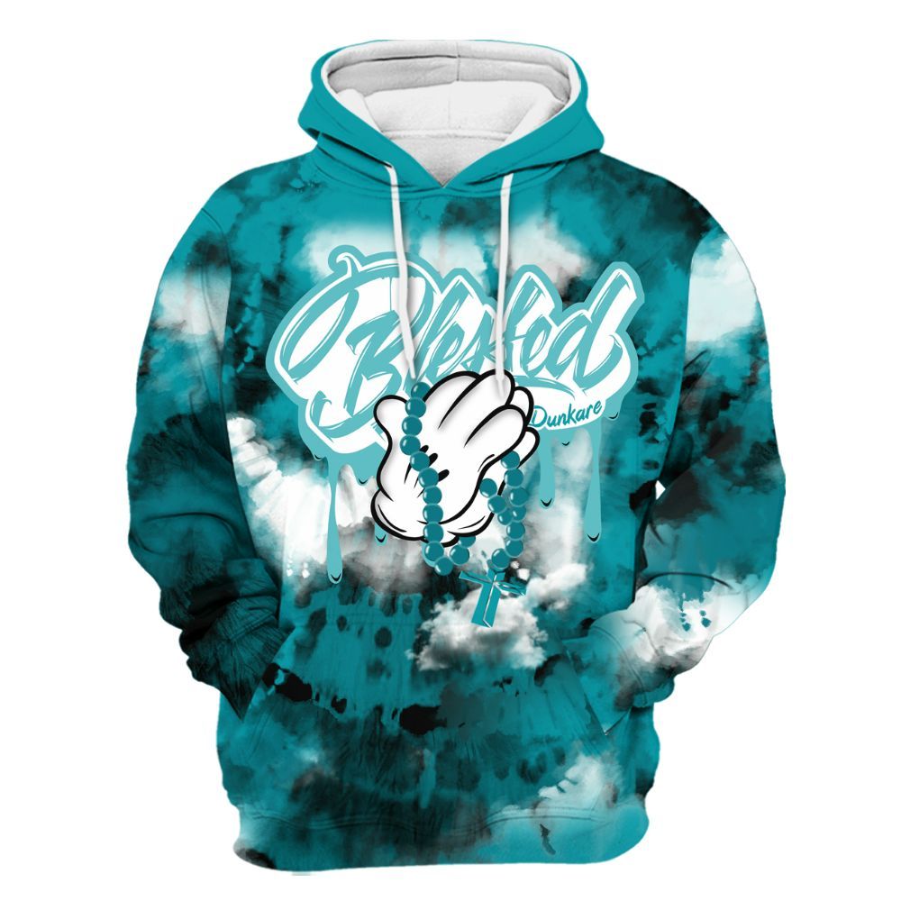 Hoodie To Match Air Griffey Max Aquamarine 1s - God Blessed Tie Dye All Over Print